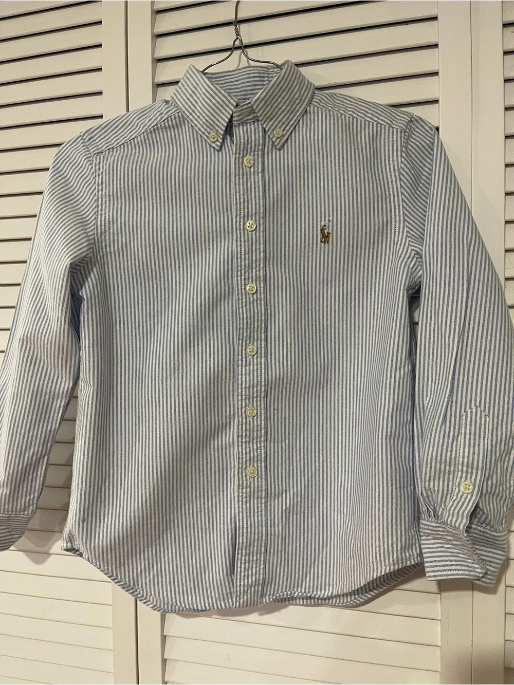 Ralph Lauren Light Blue and White Striped Button-Down Shirt